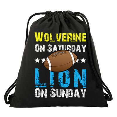 Wolverine On Saturday Lion On Sunday Drawstring Bag