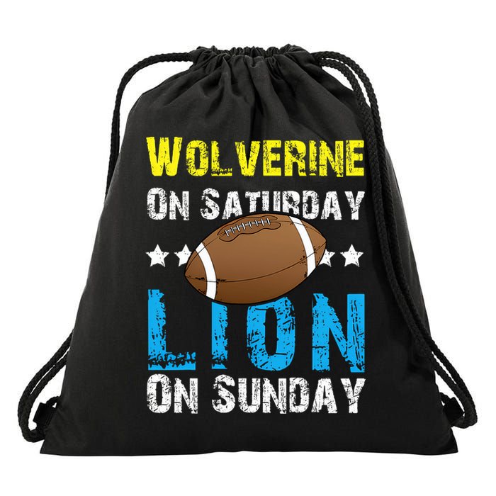 Wolverine On Saturday Lion On Sunday Drawstring Bag