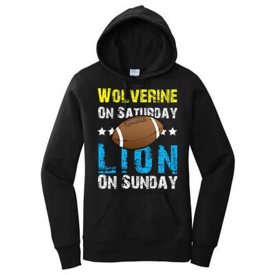 Wolverine On Saturday Lion On Sunday Women's Pullover Hoodie