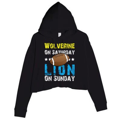 Wolverine On Saturday Lion On Sunday Crop Fleece Hoodie