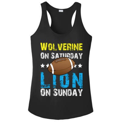 Wolverine On Saturday Lion On Sunday Ladies PosiCharge Competitor Racerback Tank