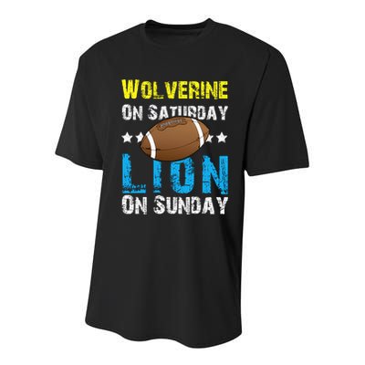 Wolverine On Saturday Lion On Sunday Youth Performance Sprint T-Shirt