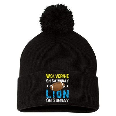 Wolverine On Saturday Lion On Sunday Pom Pom 12in Knit Beanie