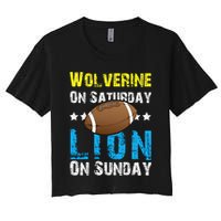 Wolverine On Saturday Lion On Sunday Women's Crop Top Tee