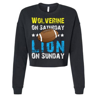 Wolverine On Saturday Lion On Sunday Cropped Pullover Crew