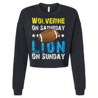 Wolverine On Saturday Lion On Sunday Cropped Pullover Crew