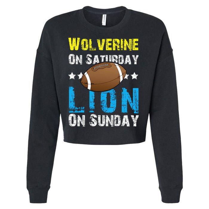 Wolverine On Saturday Lion On Sunday Cropped Pullover Crew
