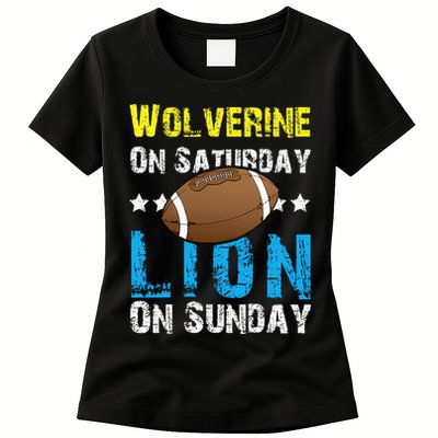 Wolverine On Saturday Lion On Sunday Womens T-Shirt