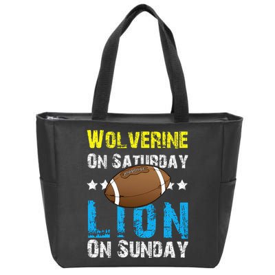 Wolverine On Saturday Lion On Sunday Zip Tote Bag