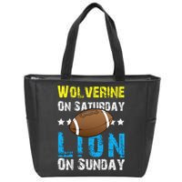 Wolverine On Saturday Lion On Sunday Zip Tote Bag