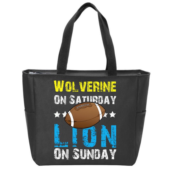 Wolverine On Saturday Lion On Sunday Zip Tote Bag