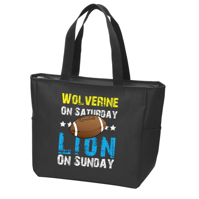 Wolverine On Saturday Lion On Sunday Zip Tote Bag