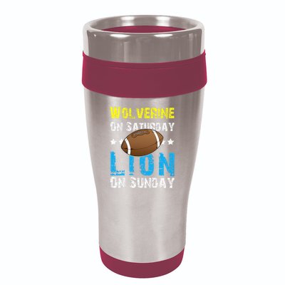 Wolverine On Saturday Lion On Sunday 16oz Travel Tumbler
