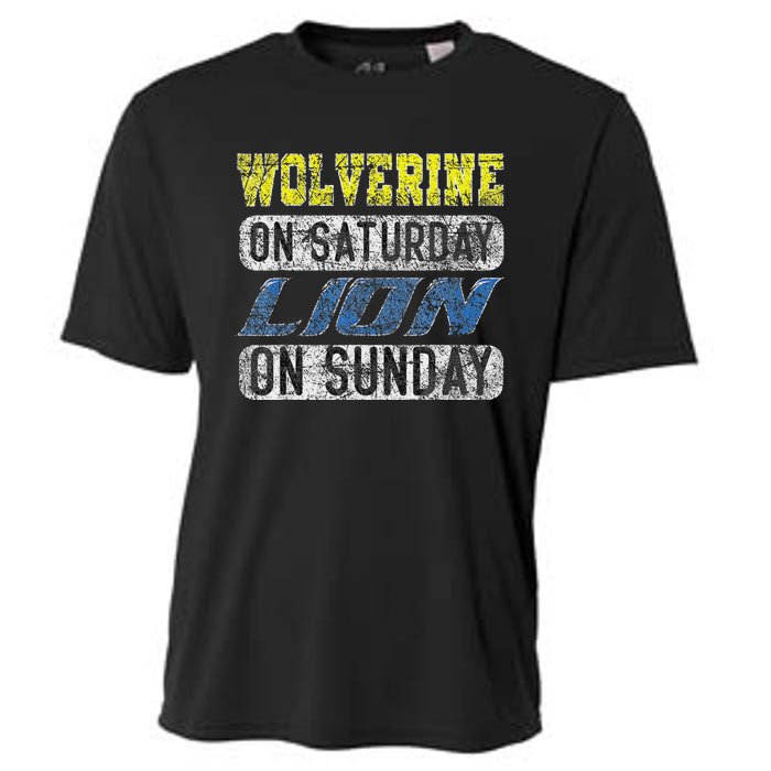 Wolverine On Saturday Lion On Sunday Funny Cooling Performance Crew T-Shirt