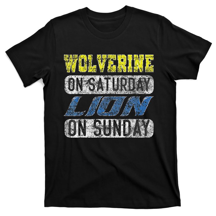 Wolverine On Saturday Lion On Sunday Funny T-Shirt