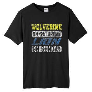 Wolverine On Saturday Lion On Sunday Funny Tall Fusion ChromaSoft Performance T-Shirt