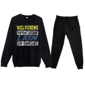 Wolverine On Saturday Lion On Sunday Funny Premium Crewneck Sweatsuit Set