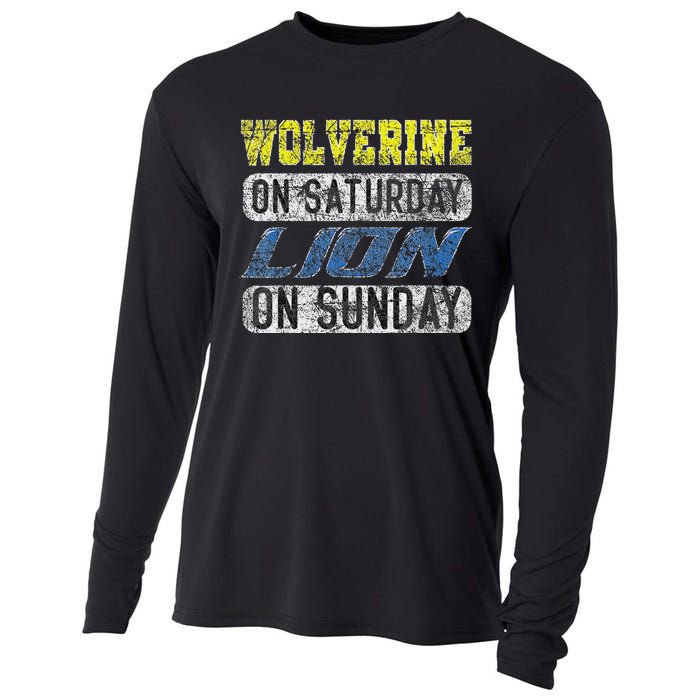 Wolverine On Saturday Lion On Sunday Funny Cooling Performance Long Sleeve Crew