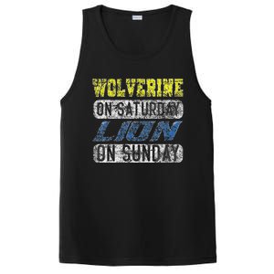 Wolverine On Saturday Lion On Sunday Funny PosiCharge Competitor Tank