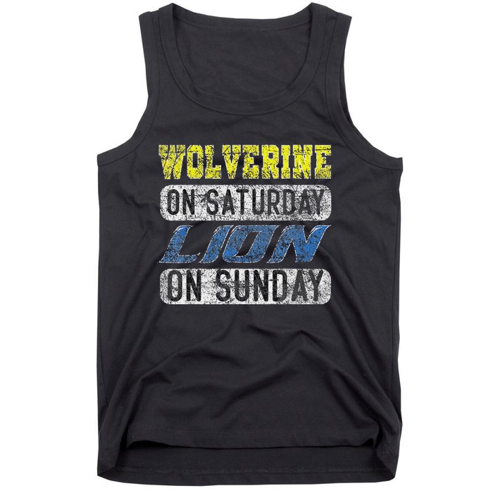 Wolverine On Saturday Lion On Sunday Funny Tank Top