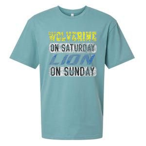 Wolverine On Saturday Lion On Sunday Funny Sueded Cloud Jersey T-Shirt