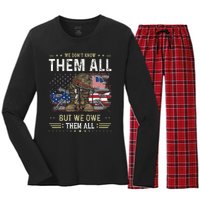 We Owe Them All Partiotic Veterans Day Memorial Day Women's Long Sleeve Flannel Pajama Set 