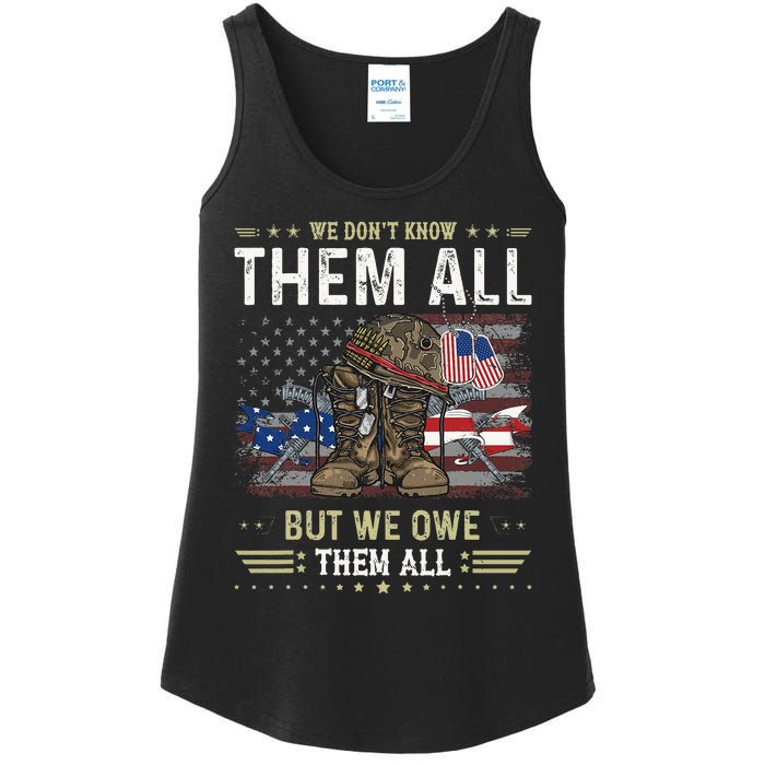 We Owe Them All Partiotic Veterans Day Memorial Day Ladies Essential Tank