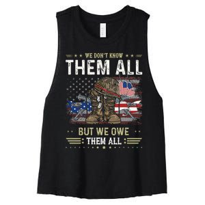 We Owe Them All Partiotic Veterans Day Memorial Day Women's Racerback Cropped Tank