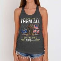 We Owe Them All Partiotic Veterans Day Memorial Day Women's Knotted Racerback Tank