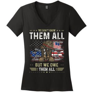 We Owe Them All Partiotic Veterans Day Memorial Day Women's V-Neck T-Shirt