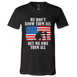 We Owe Them All Veterans Day Partiotic Flag Military V-Neck T-Shirt