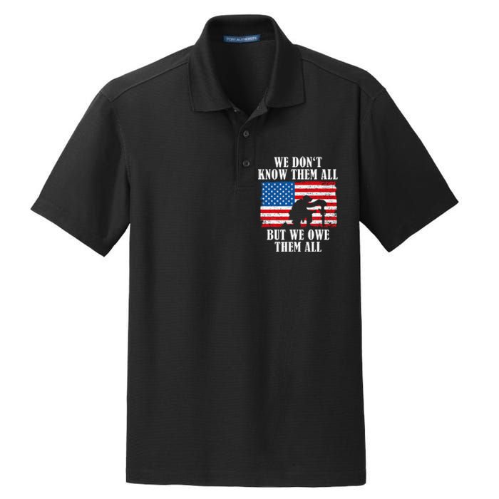 We Owe Them All Veterans Day Partiotic Flag Military Dry Zone Grid Polo