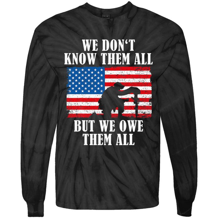 We Owe Them All Veterans Day Partiotic Flag Military Tie-Dye Long Sleeve Shirt