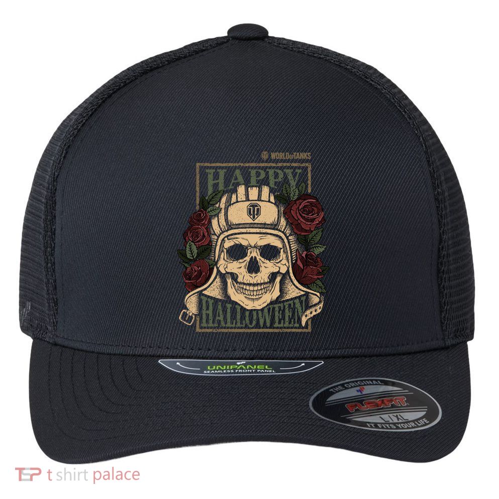World Of Tanks Happy Halloween Gift Flexfit Unipanel Trucker Cap
