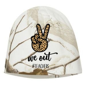 We out Teacher Happy Last Day Of School Wo Gift Funny Kati - Camo Knit Beanie