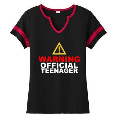 Warning Official Teenager 13th Birthday Ladies Halftime Notch Neck Tee