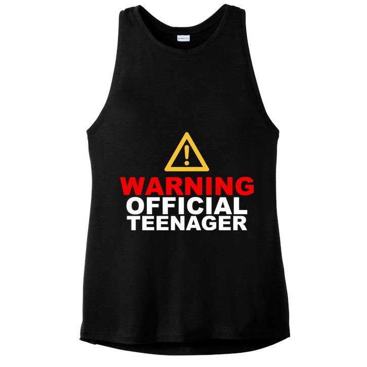 Warning Official Teenager 13th Birthday Ladies PosiCharge Tri-Blend Wicking Tank