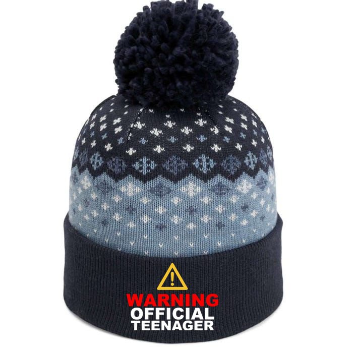 Warning Official Teenager 13th Birthday The Baniff Cuffed Pom Beanie