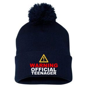 Warning Official Teenager 13th Birthday Pom Pom 12in Knit Beanie