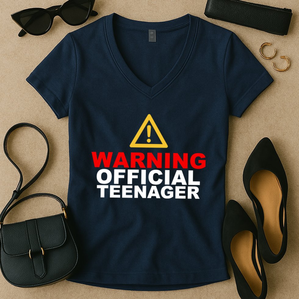 Warning Official Teenager 13th Birthday Women's V-Neck T-Shirt