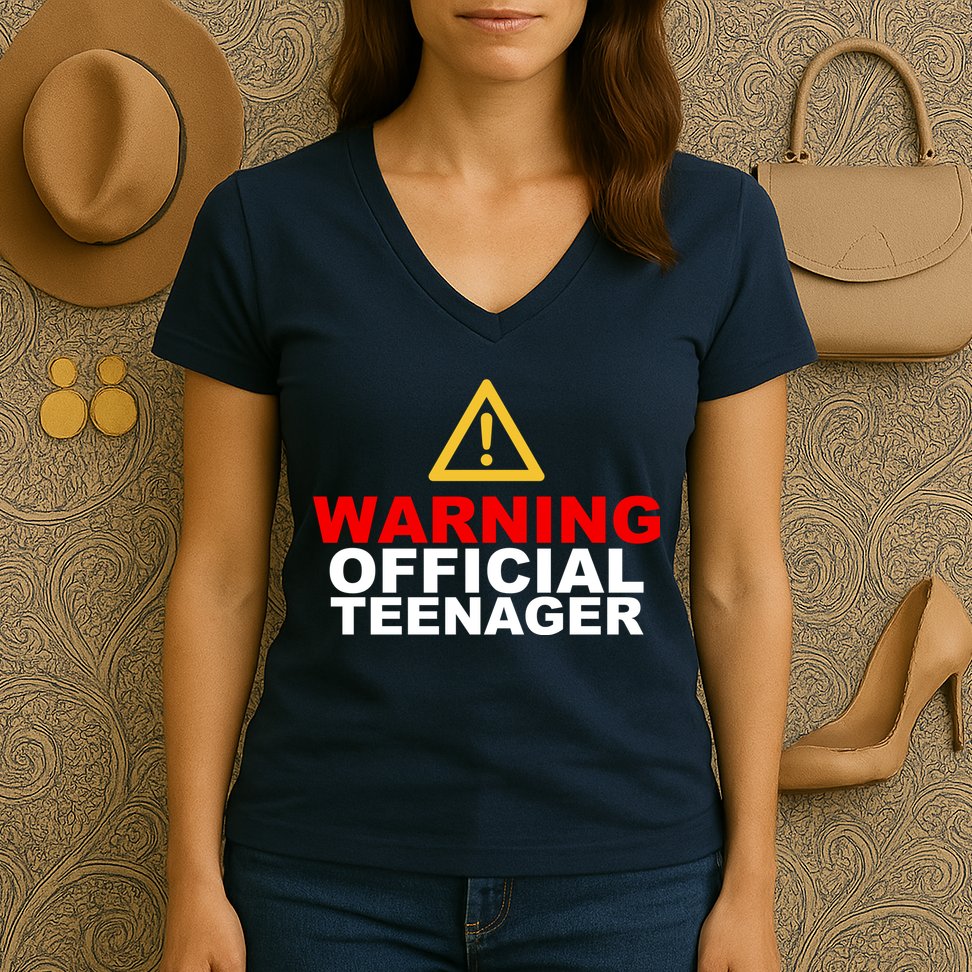 Warning Official Teenager 13th Birthday Women's V-Neck T-Shirt