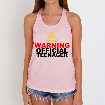 Warning Official Teenager 13th Birthday Women's Knotted Racerback Tank