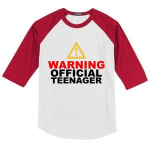 Warning Official Teenager 13th Birthday Kids Colorblock Raglan Jersey