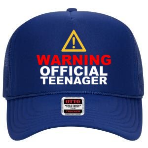 Warning Official Teenager 13th Birthday High Crown Mesh Back Trucker Hat