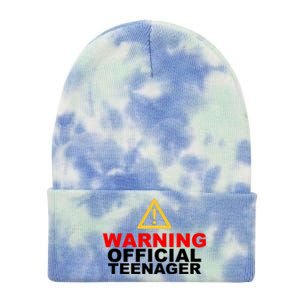 Warning Official Teenager 13th Birthday Tie Dye 12in Knit Beanie