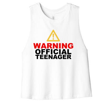 Warning Official Teenager 13th Birthday Women's Racerback Cropped Tank