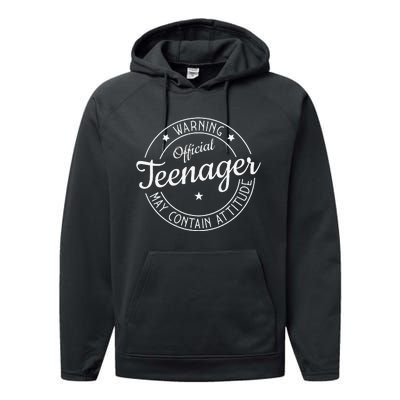 Warning Official Teenager May Contain Attitude Teenager Performance Fleece Hoodie