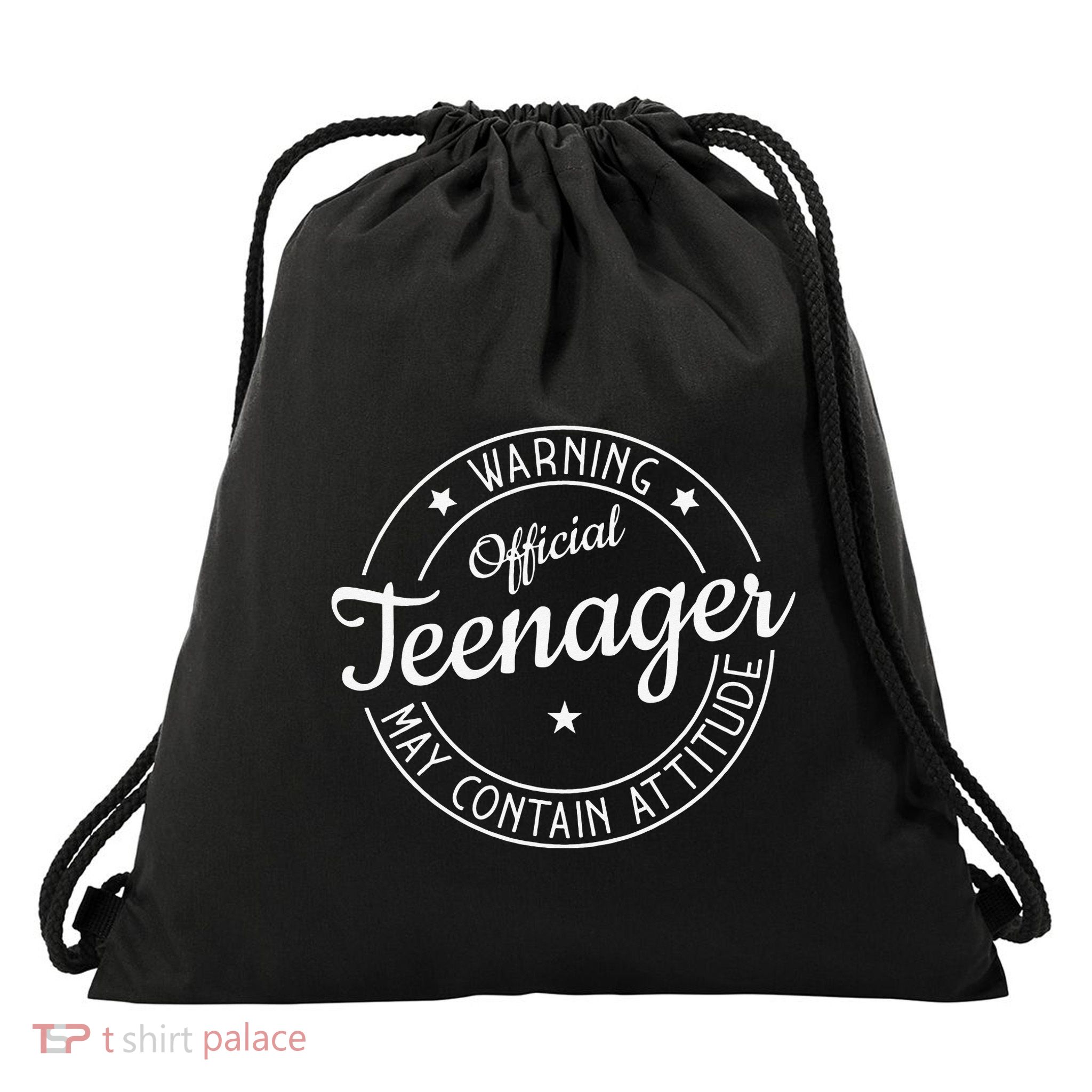 Warning Official Teenager May Contain Attitude Teenager Drawstring Bag