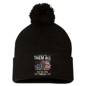 We Owe Them All Partiotic Veterans Day Memorial Day Pom Pom 12in Knit Beanie