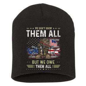 We Owe Them All Partiotic Veterans Day Memorial Day Short Acrylic Beanie